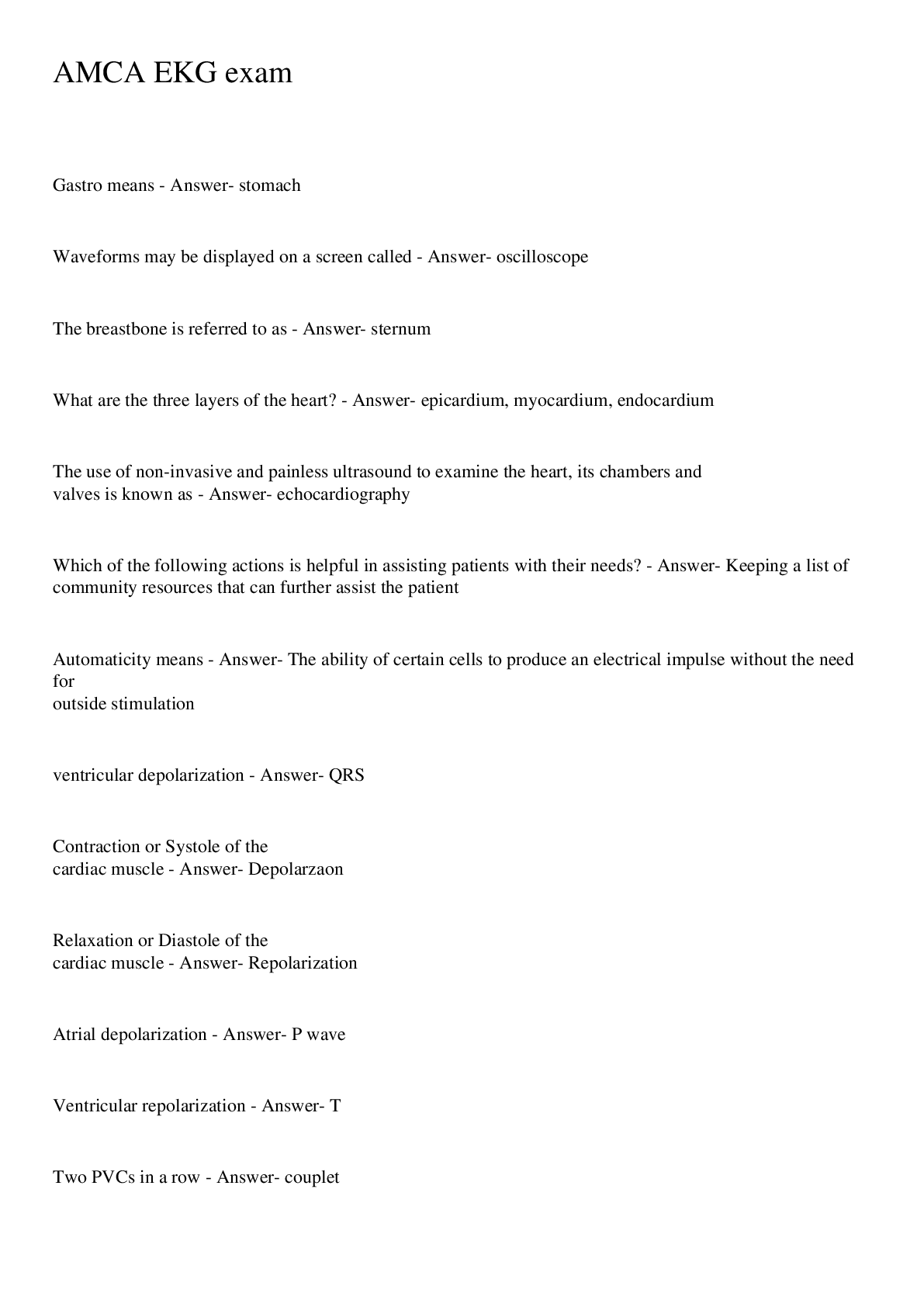 Preview image for AMCA EKG exam Questions With Answers 2023